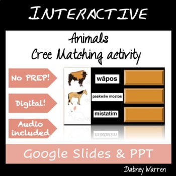 Preview of Interactive Cree words Google Slides - Cree Animal task cards