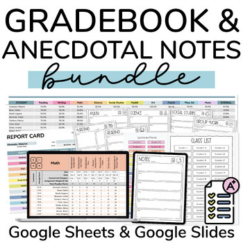 Preview of Digital Gradebook & Anecdotal Notes Template In Google Drive BUNDLE