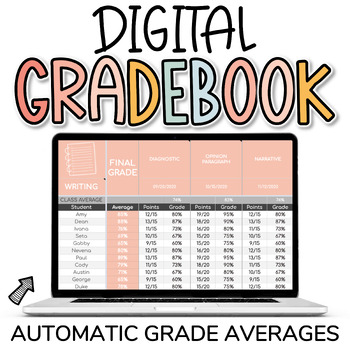 Preview of Digital Gradebook Google Sheets | Automatic Mark Calculation & Student Reports