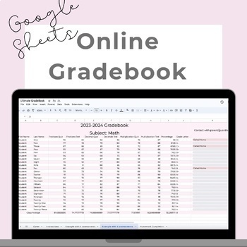 Preview of Digital Gradebook | Online Google Sheets Gradebook with automatic Calculator