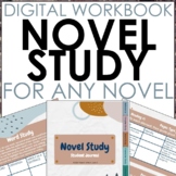 Digital Grades 7-12 Novel Study Workbook for ANY Novel, Editable