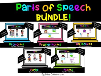 Preview of Digital Grammar Work- Parts of Speech BUNDLE! (FOR GOOGLE SLIDES, SEESAW, & PPT)