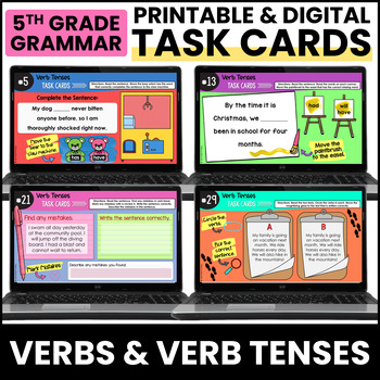 Preview of Digital Grammar Activities - Verbs and Verb Tenses - 5th Grade