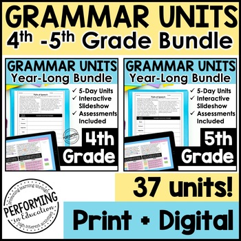 Preview of Intermediate Grammar Year-Long Bundle For 4th & 5th | Lesson Plans & Practice
