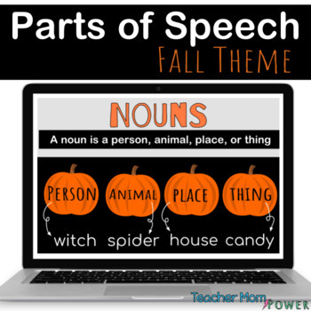 Preview of Digital Grammar & Parts of Speech: Fall & Halloween Activities {Google Slides}