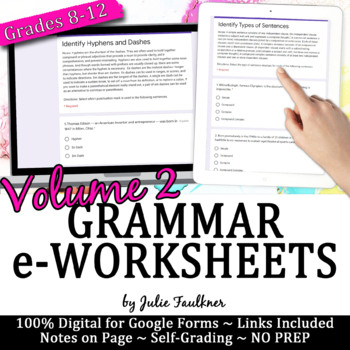 Preview of Digital Grammar Practice, e-Exercises for Google, Vol. 2