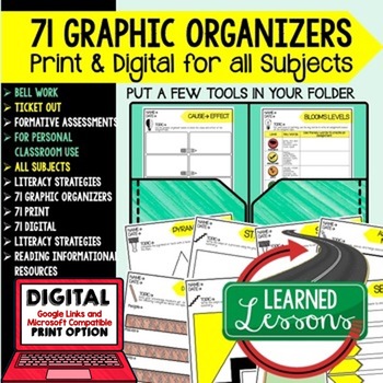 Preview of Digital Graphic Organizers, Bell Work, Ticket Out, Formative Assessment, & Print