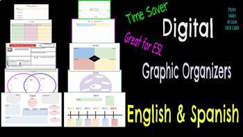 Preview of Digital Graphic Organizers (English & Spanish)