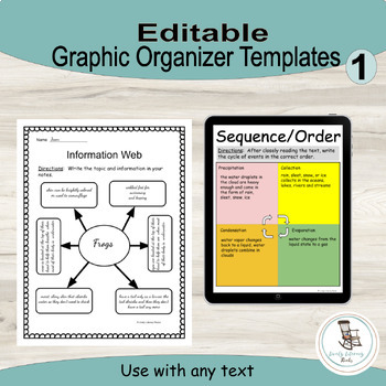 Preview of Digital Graphic Organizers Templates, Editable Note-Taking Templates, Journal