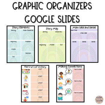 Preview of Digital Graphic Organizers for Google Slides - Boho Rainbow Theme