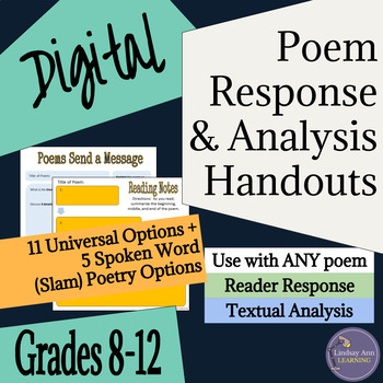 Preview of Digital Graphic Organizers for Poetry Analysis & Poem Response