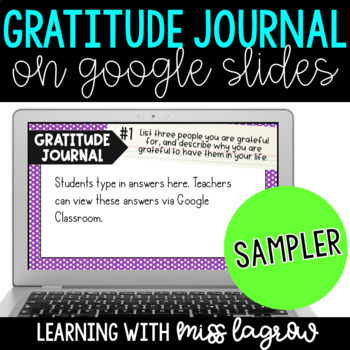 Preview of Digital Gratitude Journal for Google Classroom and Slides SAMPLER