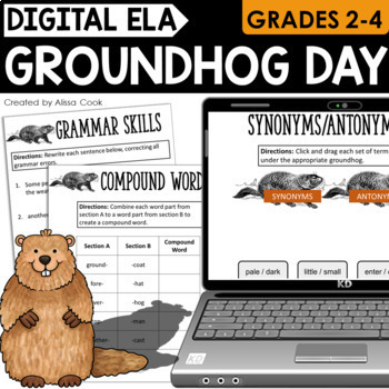 Preview of Digital Groundhog Day Reading Activity | Groundhogs Day ELA | Google Slides