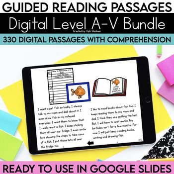 Preview of Level A-V Digital Resources Bundle Guided Reading Passages with Comprehension