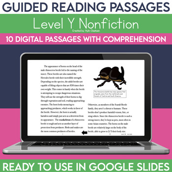 Preview of Level Y Nonfiction Digital Resources Guided Reading Passages with Comprehension