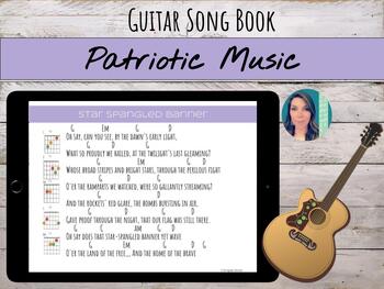 Preview of Digital Guitar Song Book | 5 Patriotic Songs & Chords