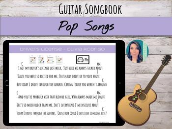 Preview of Digital Guitar Song Book | 5 Pop Songs & Chords