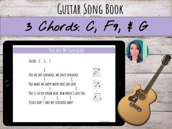 Preview of Digital Guitar Songbook | Five 3-Chord Songs Using C, F, & G