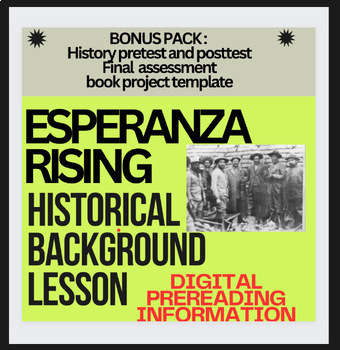 Preview of HISTORICAL BACKGROUND INTRO & EDITABLE BOOK REPORT template, ESPERANZA RISING