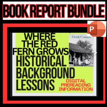 Preview of HISTORICAL BACKGROUND INTRO & EDITABLE BOOK REPORT template, WHERE THE RED FERN