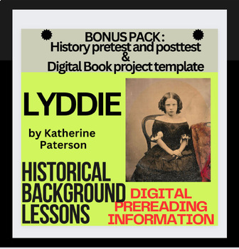Preview of HISTORICAL BACKGROUND  INTRO & EDITABLE BOOK REPORT template, novel LYDDIE ppt