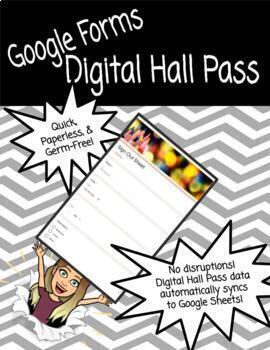 Preview of Digital Hall Pass / Sign Out Sheet for Restroom, Nurse, Etc. - Google Forms 