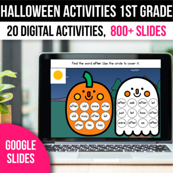Preview of Digital Halloween Activities 1st Grade Math Games for Google Slides Fall