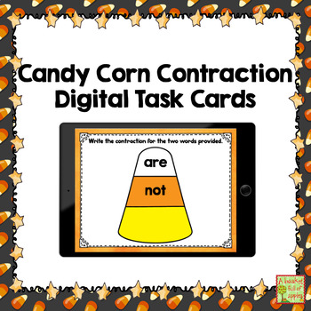 Preview of Digital Halloween Language Task Cards- Candy Corn Contractions