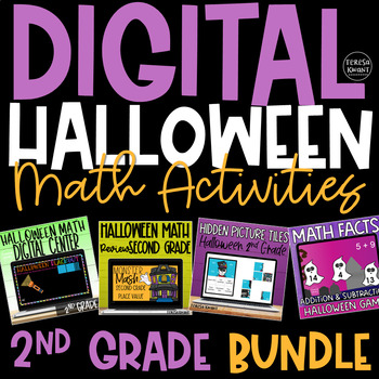 Preview of Digital Halloween Math Activities and Centers for 2nd Grade | Distance Learning
