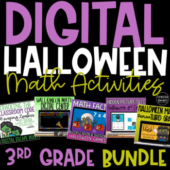 Preview of Digital Halloween Math Activities and Centers for 3rd Grade | Distance Learning