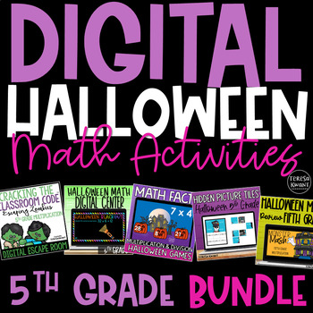 Preview of Digital Halloween Math Activities and Centers for 5th Grade | Distance Learning