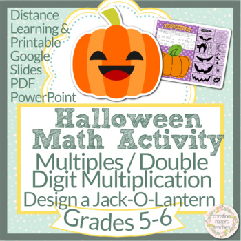 Preview of Digital Halloween Math Multiples Double Digit Multiplication 5th 6th