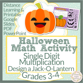 Preview of Digital Halloween Math Multiplication, 3rd 4th, Decorate a Pumpkin