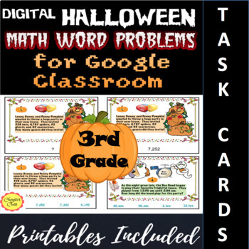 Preview of Digital Halloween Math Word Problems for Google Classroom: 3rd Grade