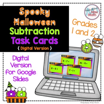 Preview of Digital Halloween Subtraction Flashcards for Google Slides