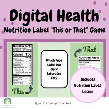 Preview of Digital Health : Nutrition Label Lesson and "This or That" Game {Google Slides}