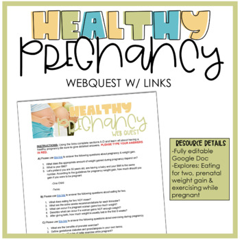 Preview of Digital-Healthy Pregnancy Web Quest