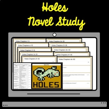 Preview of Digital Holes Novel Study Google Form Comprehension Bundle