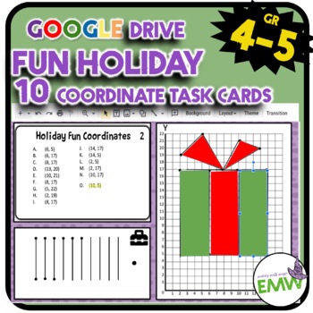 Preview of Digital Holiday Coordinate Graphs Drawings Google Distance Learning