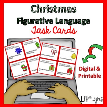 Preview of CHRISTMAS FIGURATIVE LANGUAGE TASK CARDS - DIGITAL & PRINTABLE