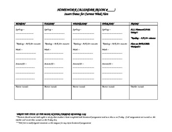 digital homework calendar