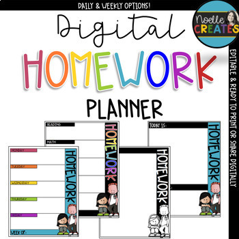 Preview of Digital Homework Planner | Editable, Shareable & Printable in Google Slides