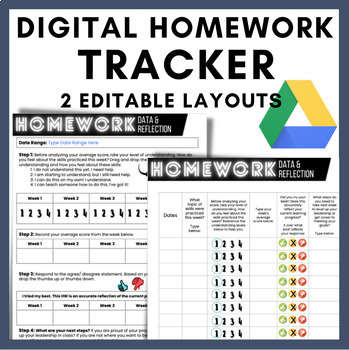 Preview of Digital Homework Tracker | Google Slides | 2 Editable Layouts