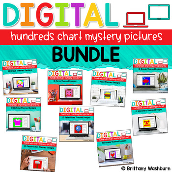 Preview of Digital Hundreds Chart Mystery Pictures BUNDLE