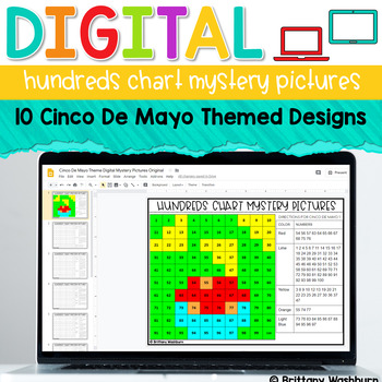 Preview of Digital Hundreds Chart Mystery Pictures | Cinco de Mayo Theme