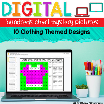 Preview of Digital Hundreds Chart Mystery Pictures | Clothing Theme