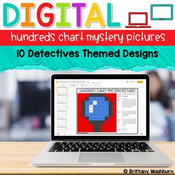 Preview of Digital Hundreds Chart Mystery Pictures | Detectives Theme