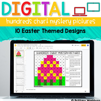 Preview of Digital Hundreds Chart Mystery Pictures | Easter Theme