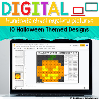 Preview of Digital Hundreds Chart Mystery Pictures | Halloween Theme Pixel Art