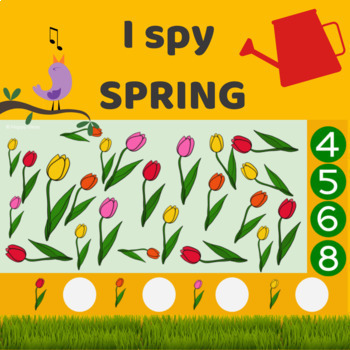 Preview of Digital I SPY Spring Easter Math Counting Activities Google Slides